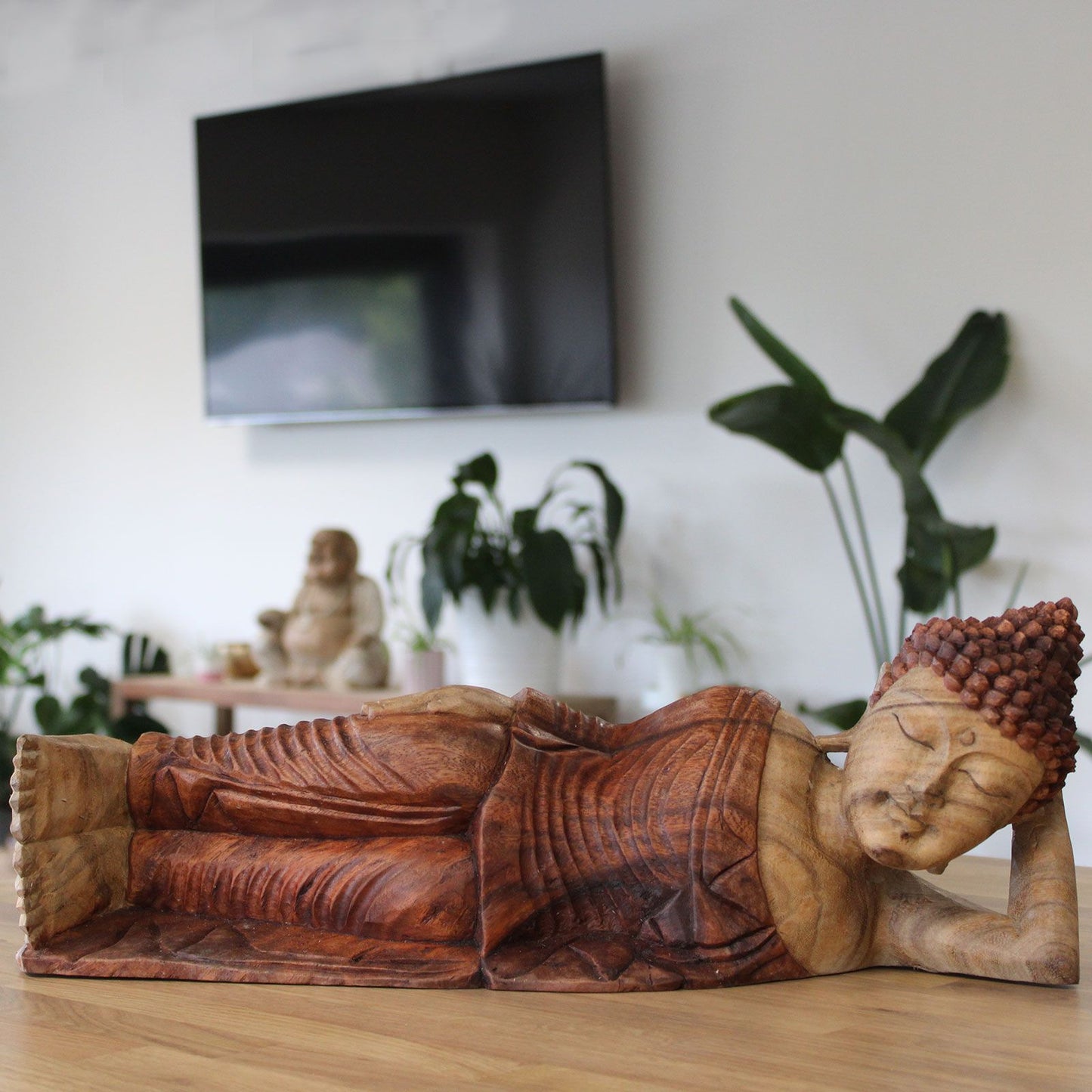 Carved Suar Wood Buddha Statue - 50cm
