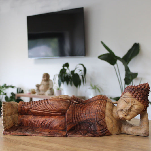 Carved Suar Wood Buddha Statue - 50cm